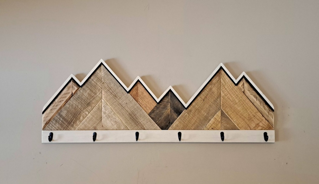 Reclaimed Wood Mountain Coat Rack Rustic Farmhouse Decor