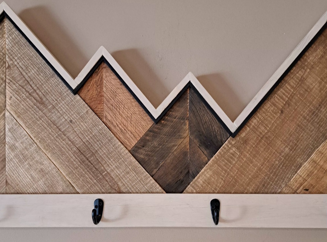 Reclaimed Wood Mountain Coat Rack Rustic Farmhouse Decor