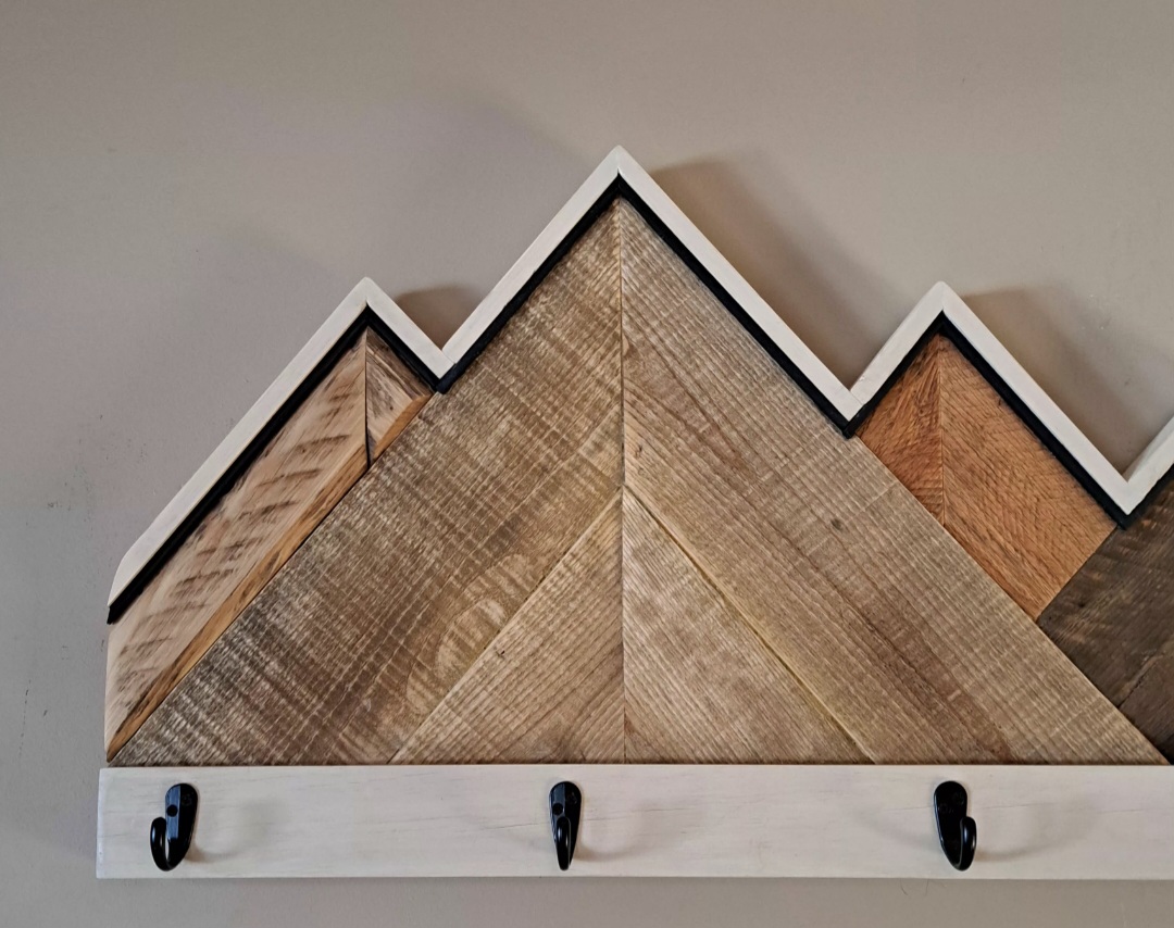 Reclaimed Wood Mountain Coat Rack Rustic Farmhouse Decor