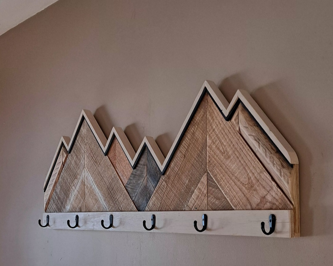 Reclaimed Wood Mountain Coat Rack Rustic Farmhouse Decor