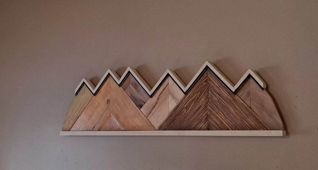 Reclaimed Wood Rustic Mountains Wall Art Decor
