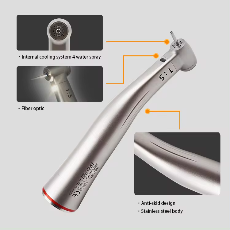Dental 1:5 Contra Angle Handpiece – High-Speed with Fiber Optic & Cooling