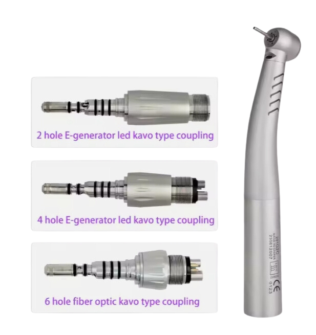 High-Speed Dental Fiber Optic LED Handpiece - Large Torque Air Turbines with 2/4/6 Hole Quick Coupler