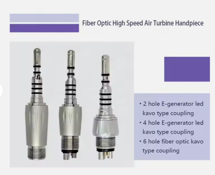 High-Speed Dental Fiber Optic LED Handpiece - Large Torque Air Turbines with 2/4/6 Hole Quick Coupler