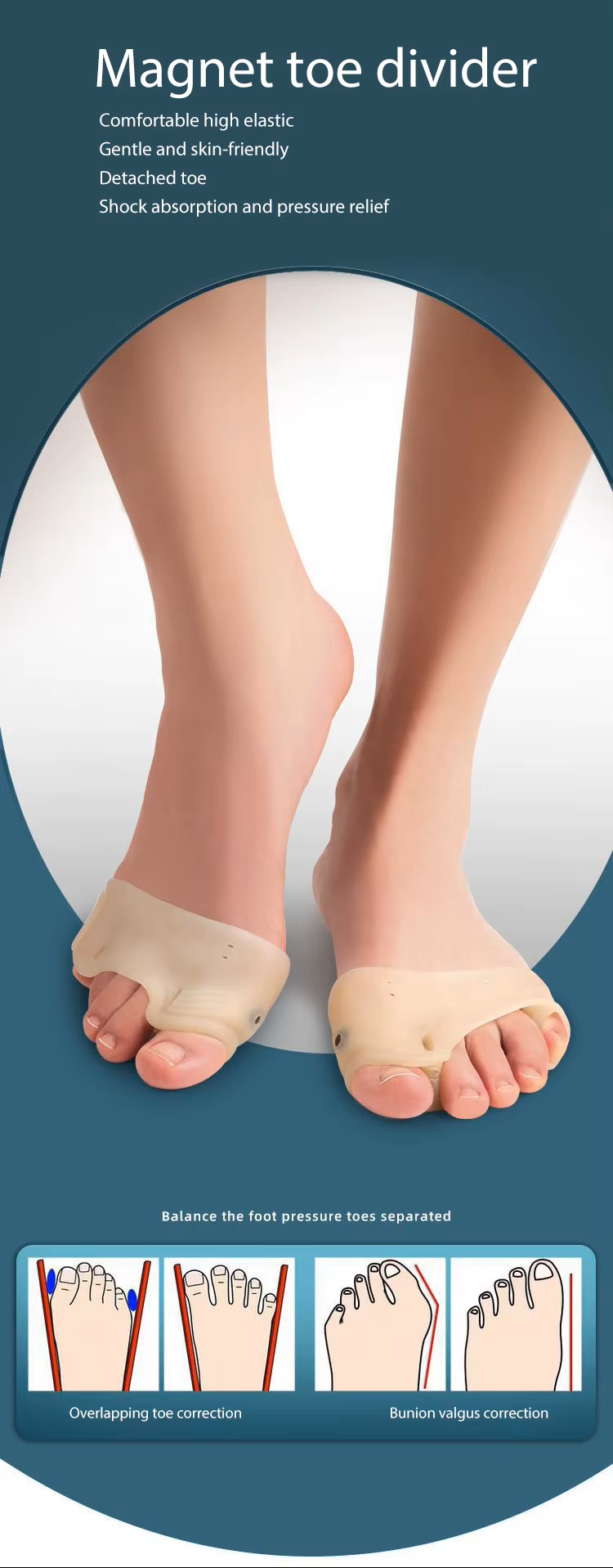 99insoles Silicone Toe Separator | SEBS Forefoot Pad | Orthotic Gel for Bunion Correction | Foot Care