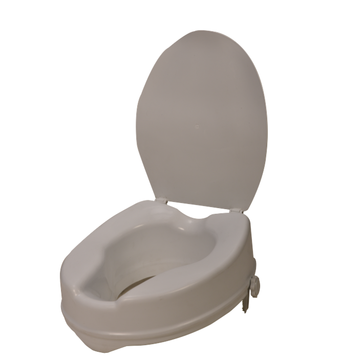 Raised Elevated Toilet Seat with Cover – 4" Height Boost, Adjustable Fit, Injection-Molded Design