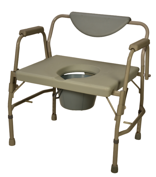 Extra-Wide Heavy-Duty Steel Commode Chair with Drop Arms & Adjustable Height – Bariatric Bedside Toilet for Elderly & Disabled