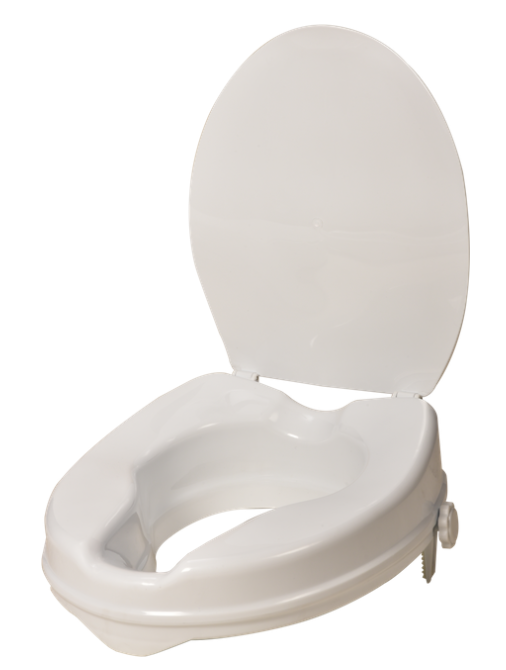 Raised Elevated Toilet Seat with Cover – 4" Height Boost, Adjustable Fit, Injection-Molded Design