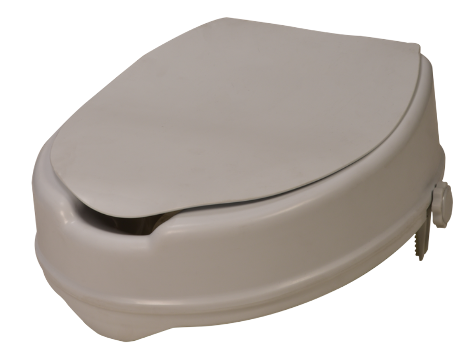 Raised Elevated Toilet Seat with Cover – 4" Height Boost, Adjustable Fit, Injection-Molded Design