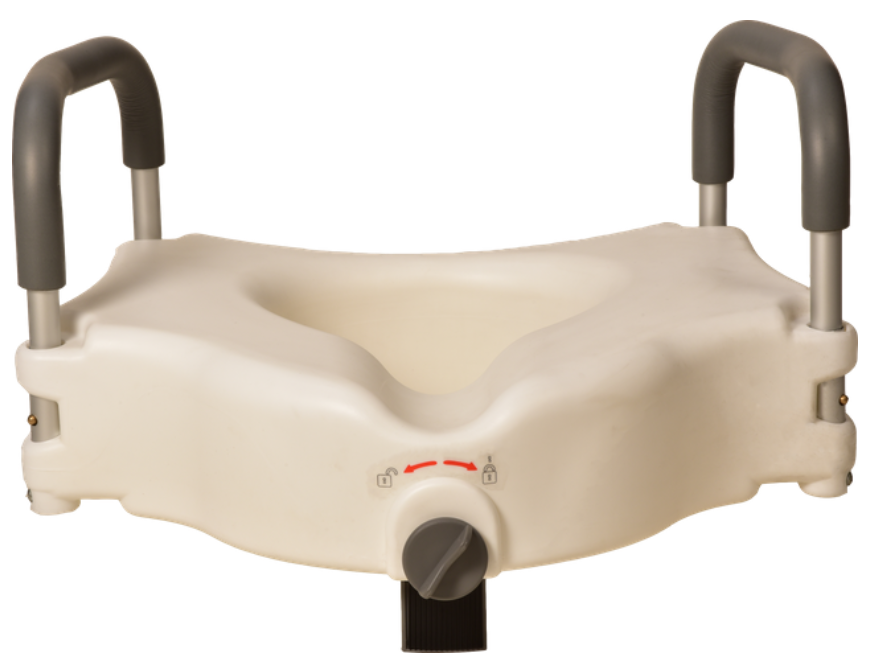 Raised / Elevated Toilet Seat with Removable Foam-Padded Armrests | Adjustable Fit for Most Toilets