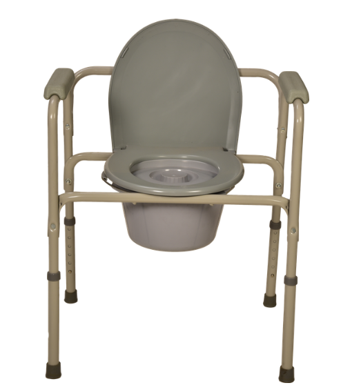 Steel commode chair adjustable, powder coated commode chair, bedside toilet chair for elderly, hospital commode chair with adjustable height