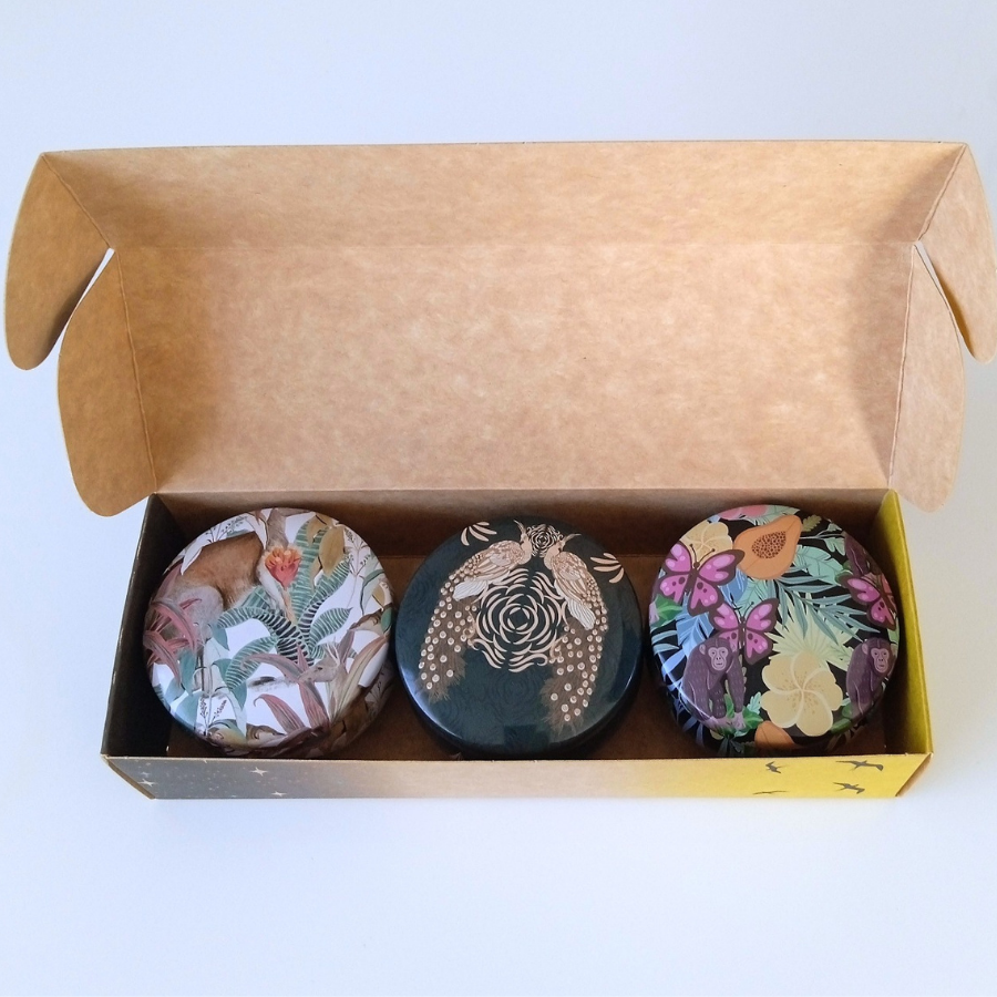 Coffret 3 bougies parfumées : Pacific sunrise - Pinky girl - Poussière d'étoile -  Parfum des parfumeries de Grasse(France)