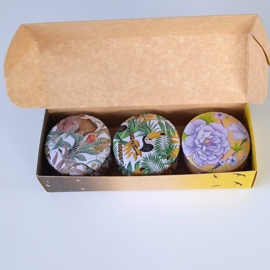 Coffret 3 bougies parfumées : Amour infini - Boost your life - Pacific sunrise - Parfum des parfumeries de Grasse(France) 