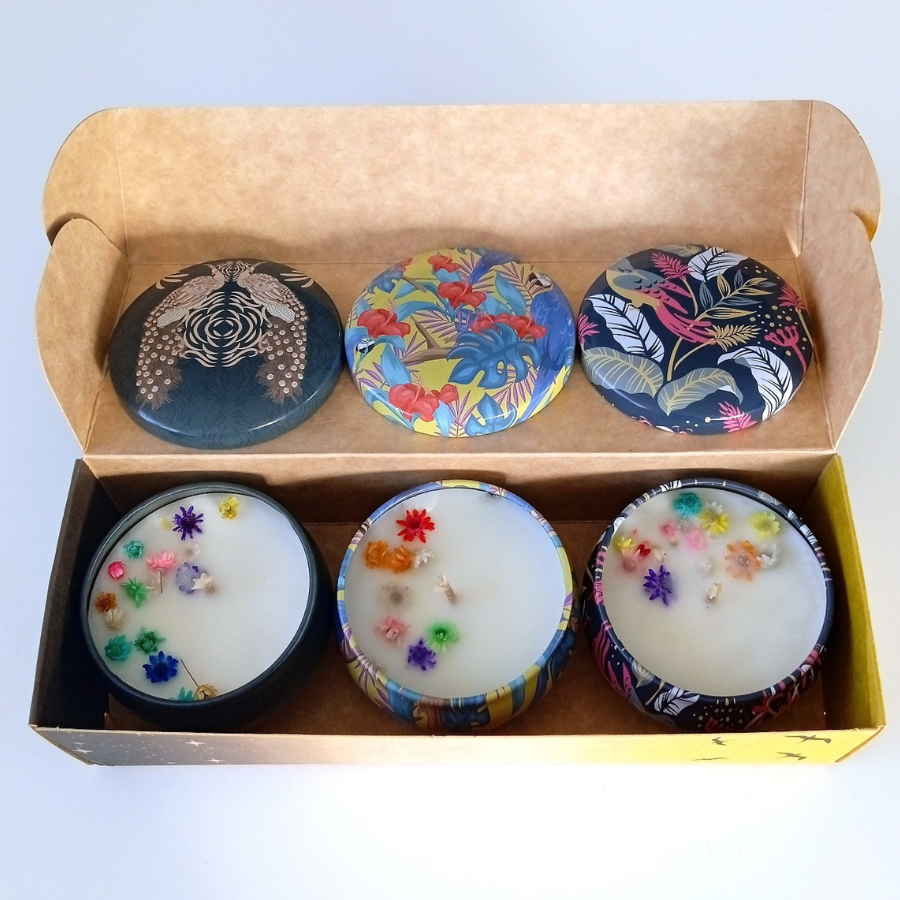 Coffret 3 bougies parfumées Boost your life - Reflection - Chérubin - Parfum des parfumeries de Grasse(France)