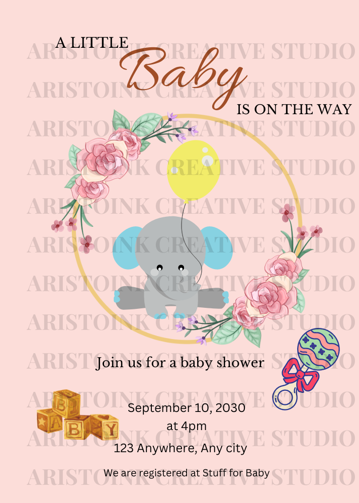 Baby pink elephant baby shower