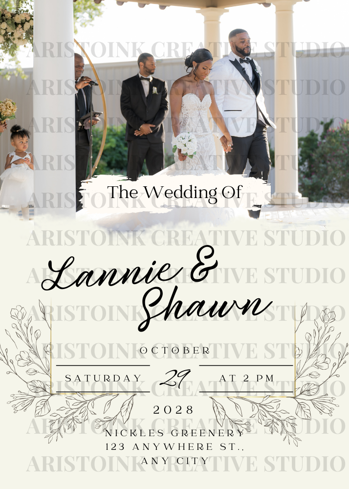 cream photo wedding invite