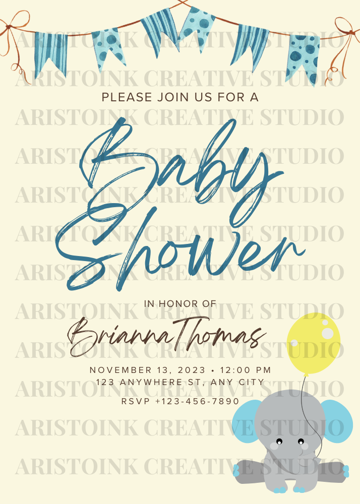 Pale yellow baby lamb Baby shower invite 
