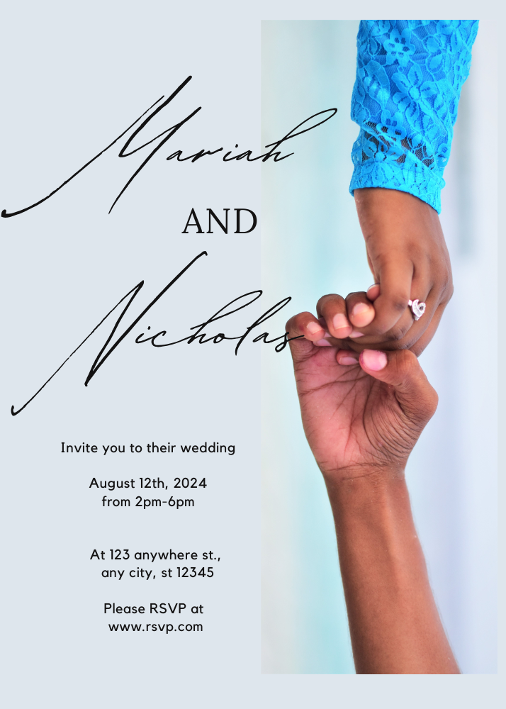 Holding hands wedding invitation