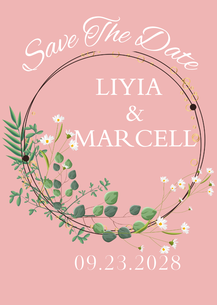Rose/ Gold circle floral save the date