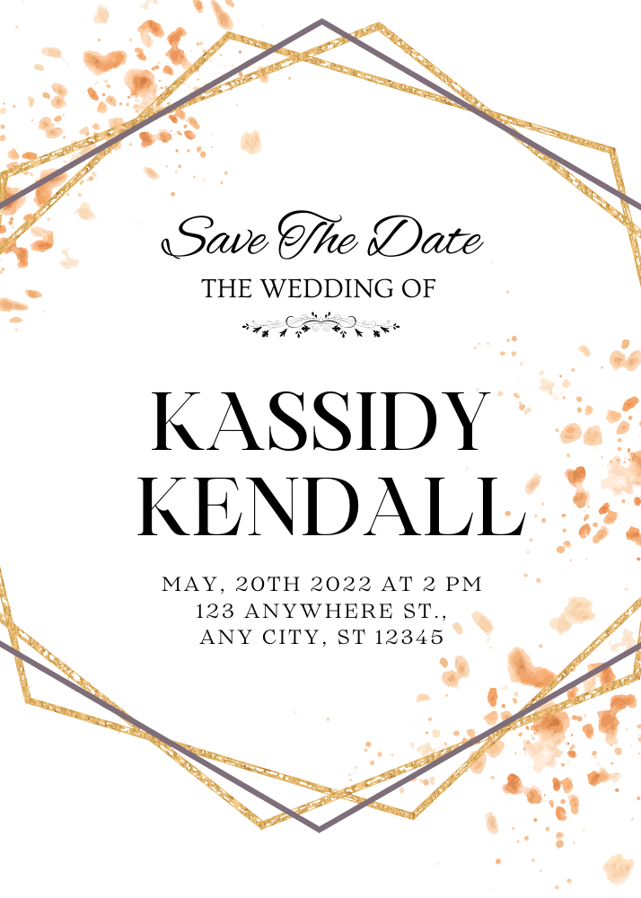 Bright white and gold save the date