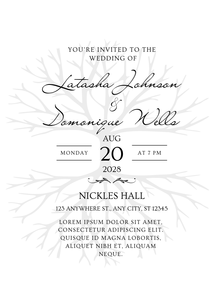 Modern White wedding invitation 