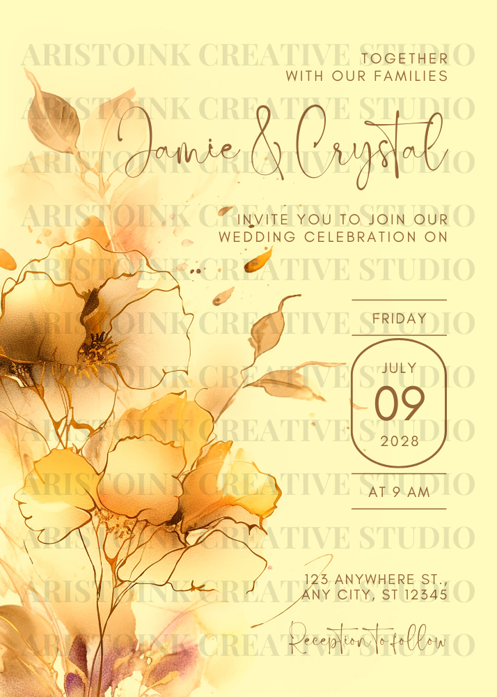 Bright Yellow Wedding Invitation