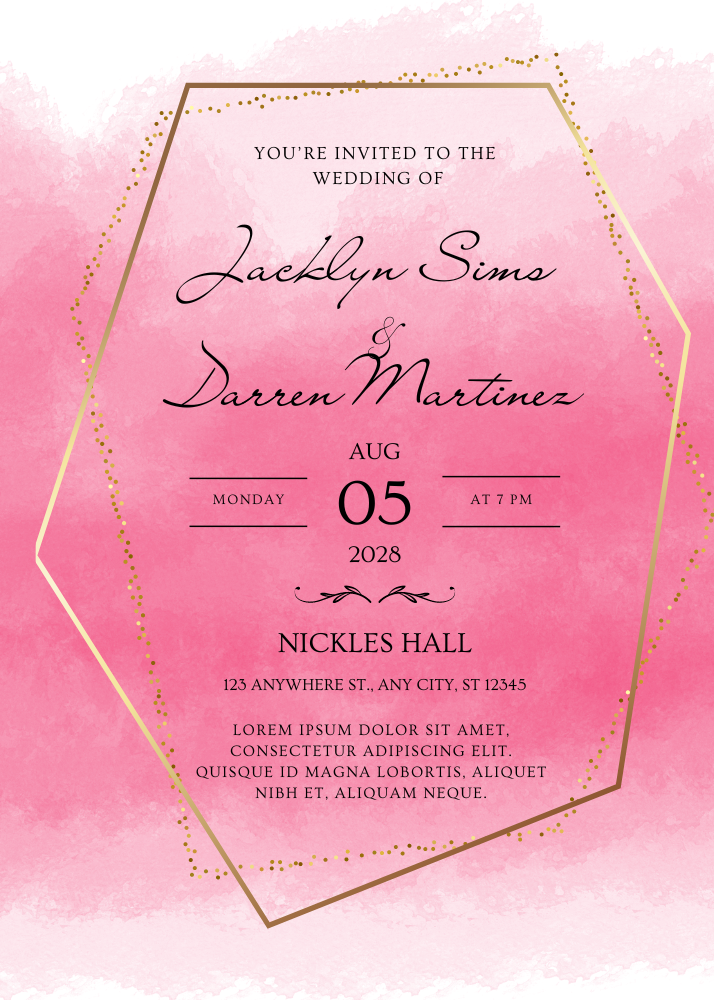 Vibrant Pink wedding invitation 
