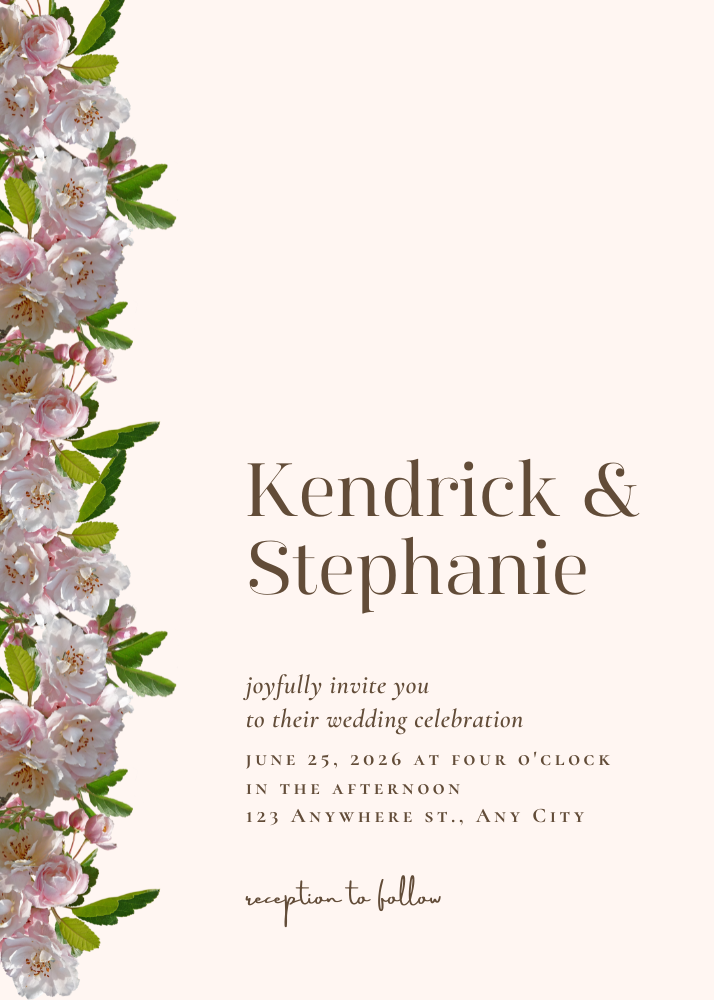 Light pink floral Wedding invitation