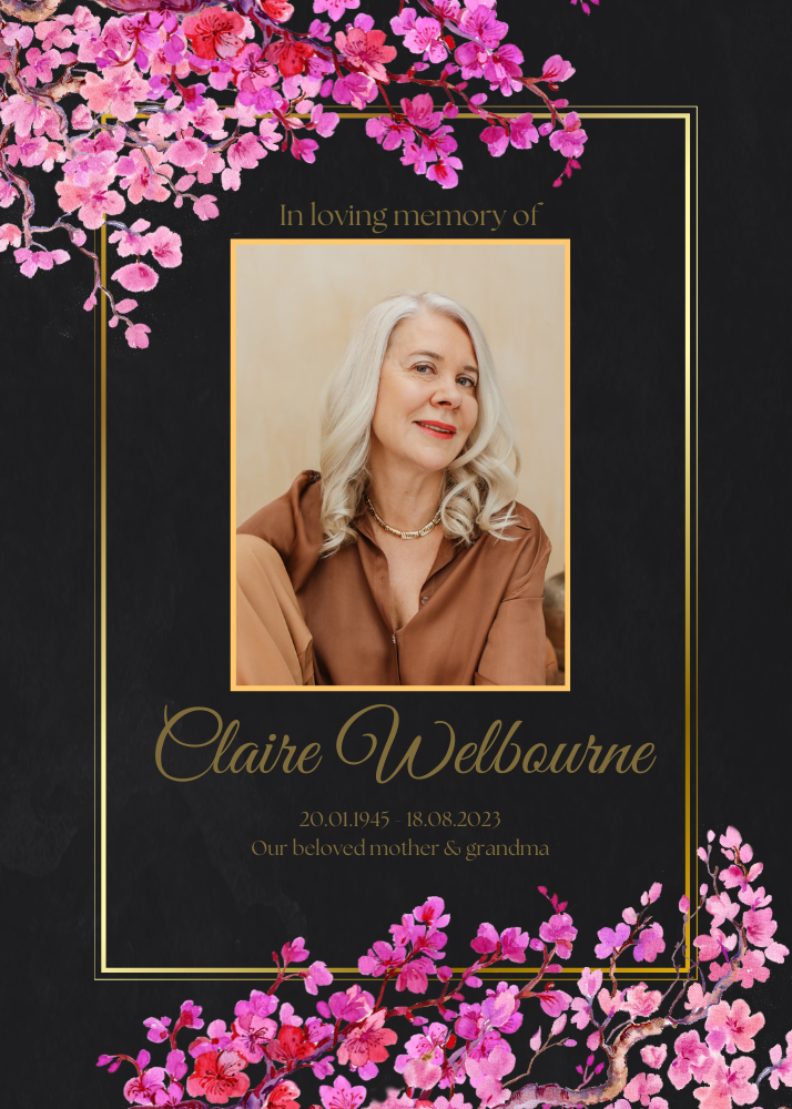 Black with pink flowers Obituary