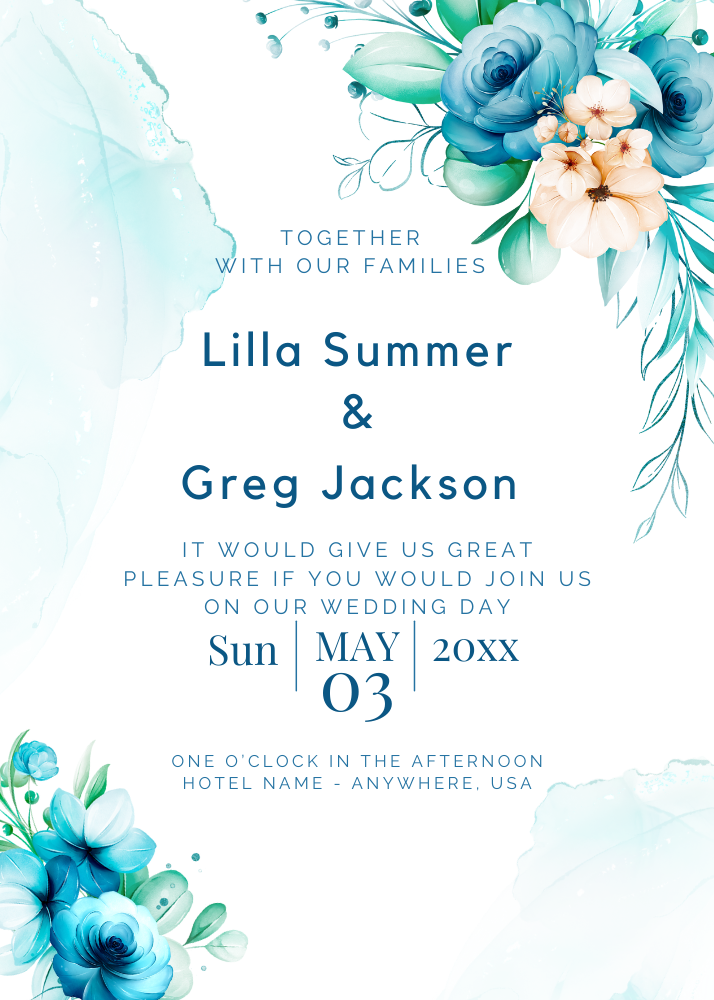 Blue-green wedding Invitation 