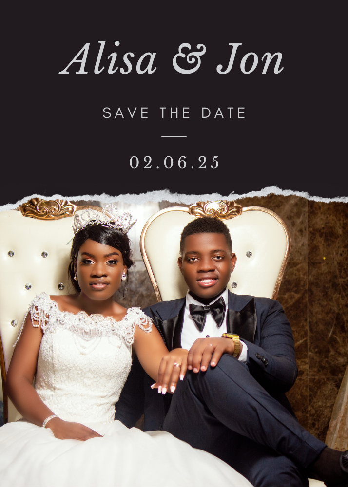 Torn paper save the date (black bg)