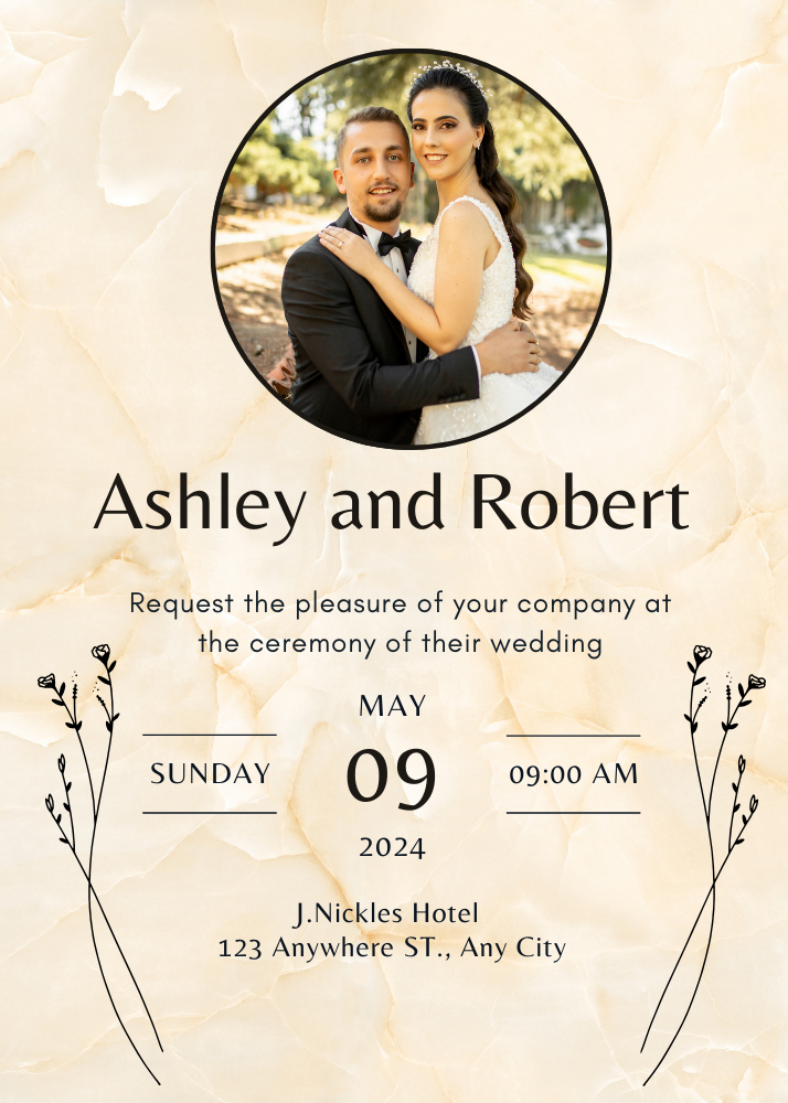 Beige marble Photo Wedding invitation