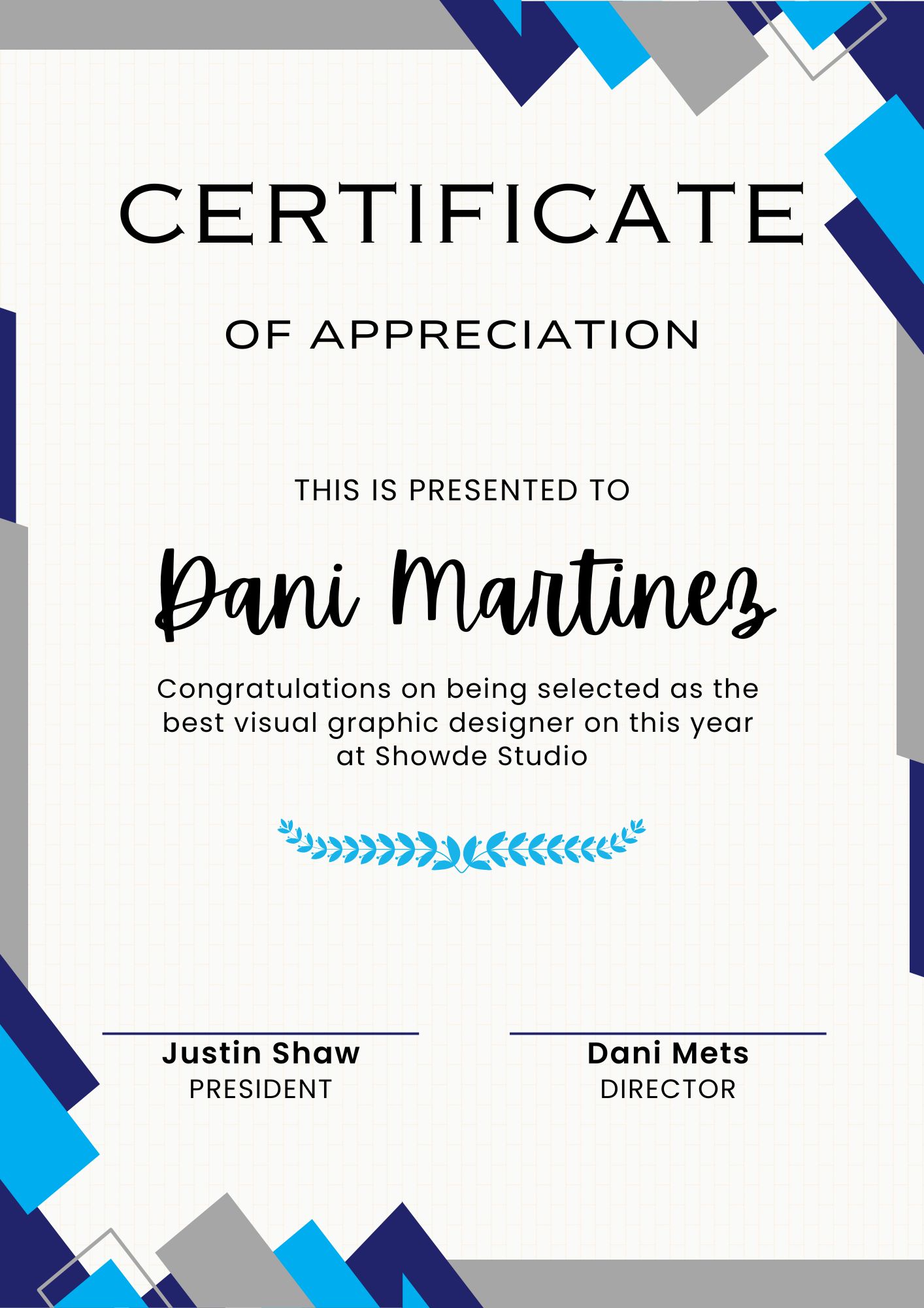 Certificate of Appreciation