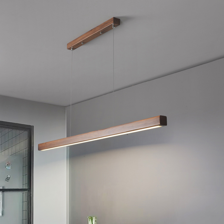 Black walnut solid wood dining room chandelier minimalist strip light