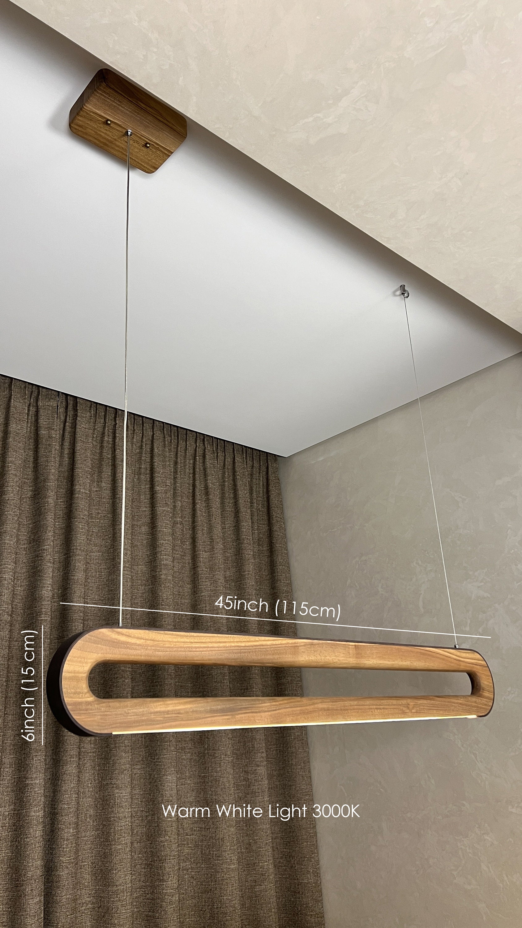 Wood pendant linear light over dining table living room kitchen island modern chandelier hanging lamp ceiling light wooden led pendant lamp