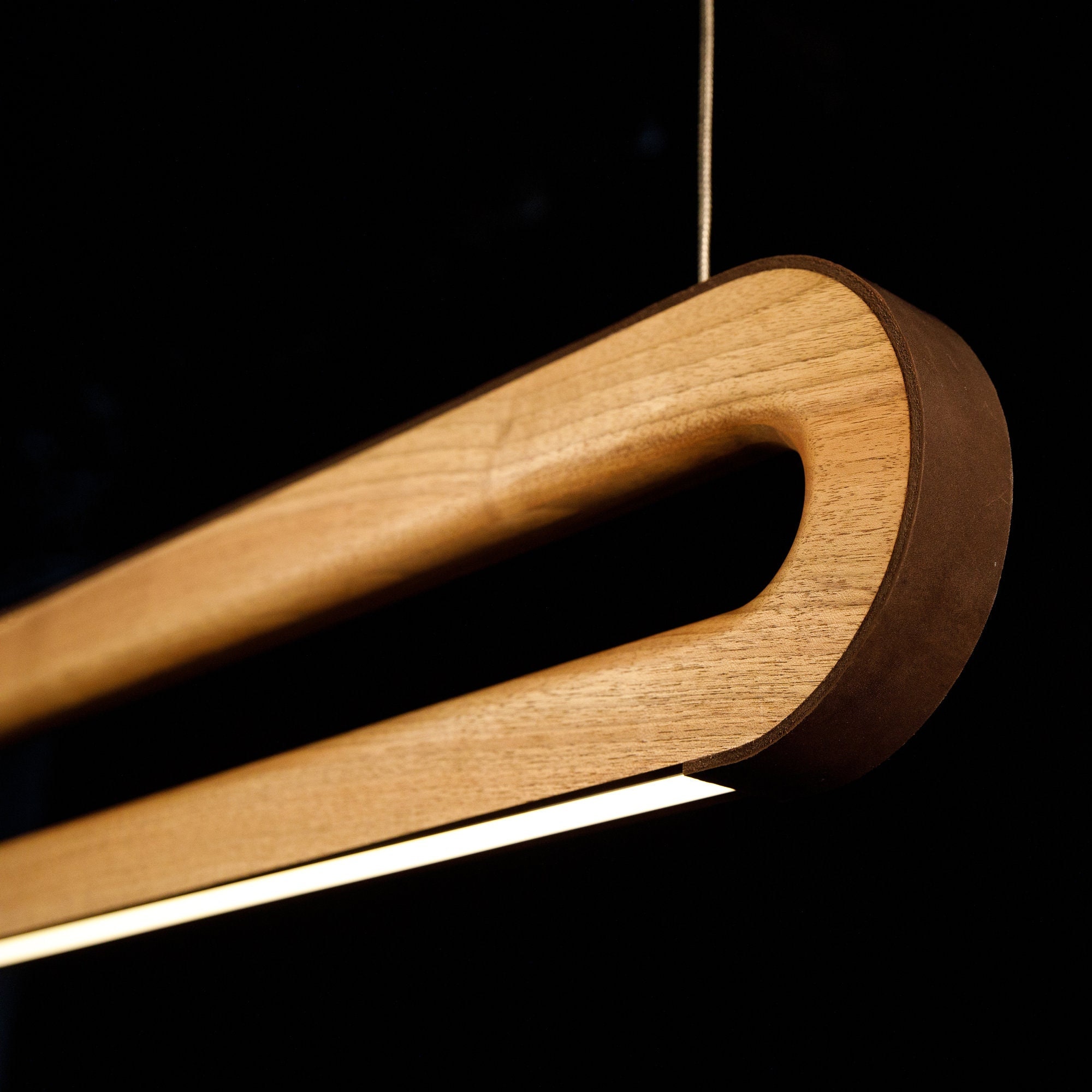 Wood pendant linear light over dining table living room kitchen island modern chandelier hanging lamp ceiling light wooden led pendant lamp