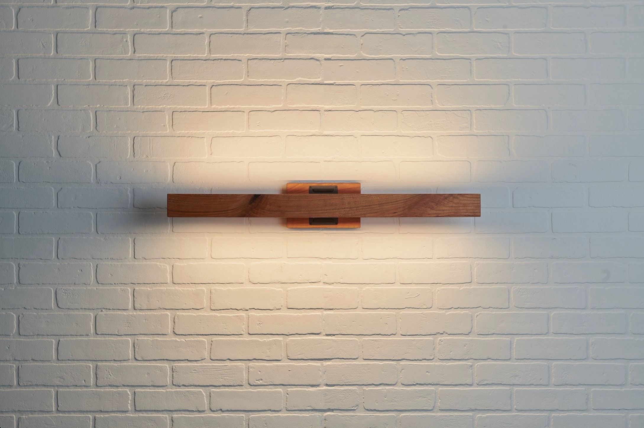 Linear Vanity Minimalist Lighting MCM LED Light Bathroom Lighting Brass Wood Light Horizontal Wall Sconce Wood Vanity