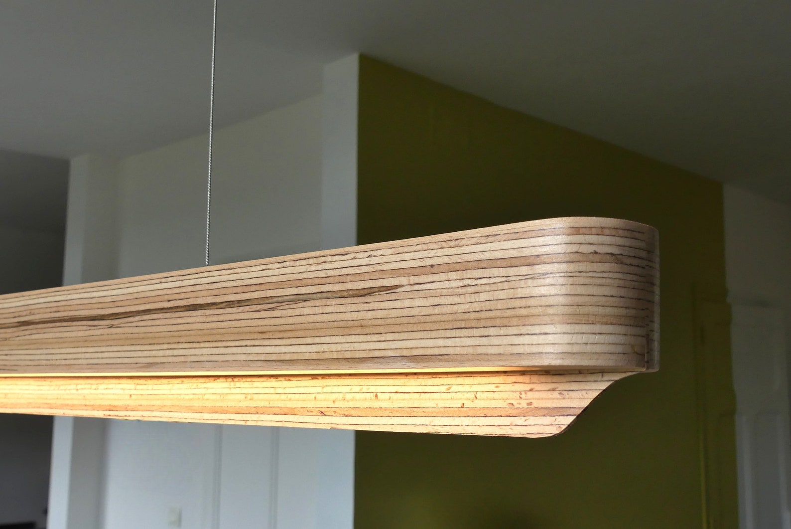Handmade wooden lamp pendant lamp kitchen dining room table lamp linear and minimalist led lighting