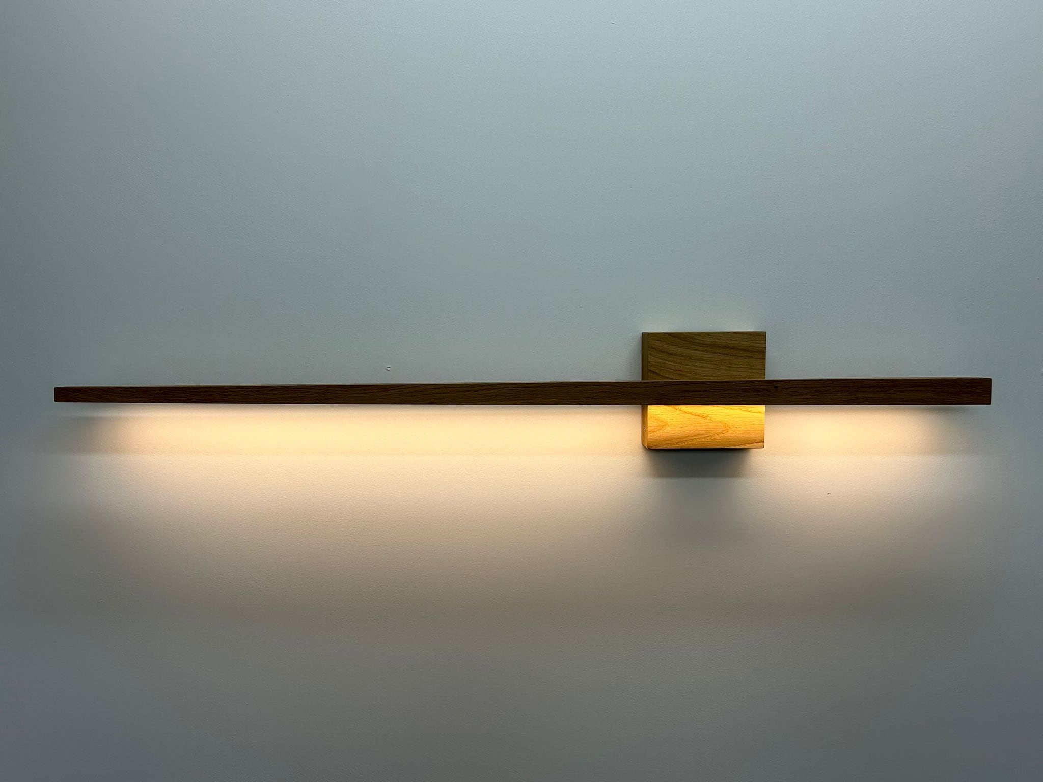 Modern Sconce Led Oak Wall Linear lamp Handmade Wooden Lamp Interior Design.