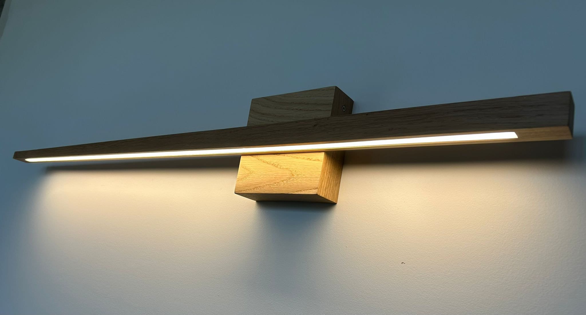 Modern Sconce Led Oak Wall Linear lamp Handmade Wooden Lamp Interior Design.