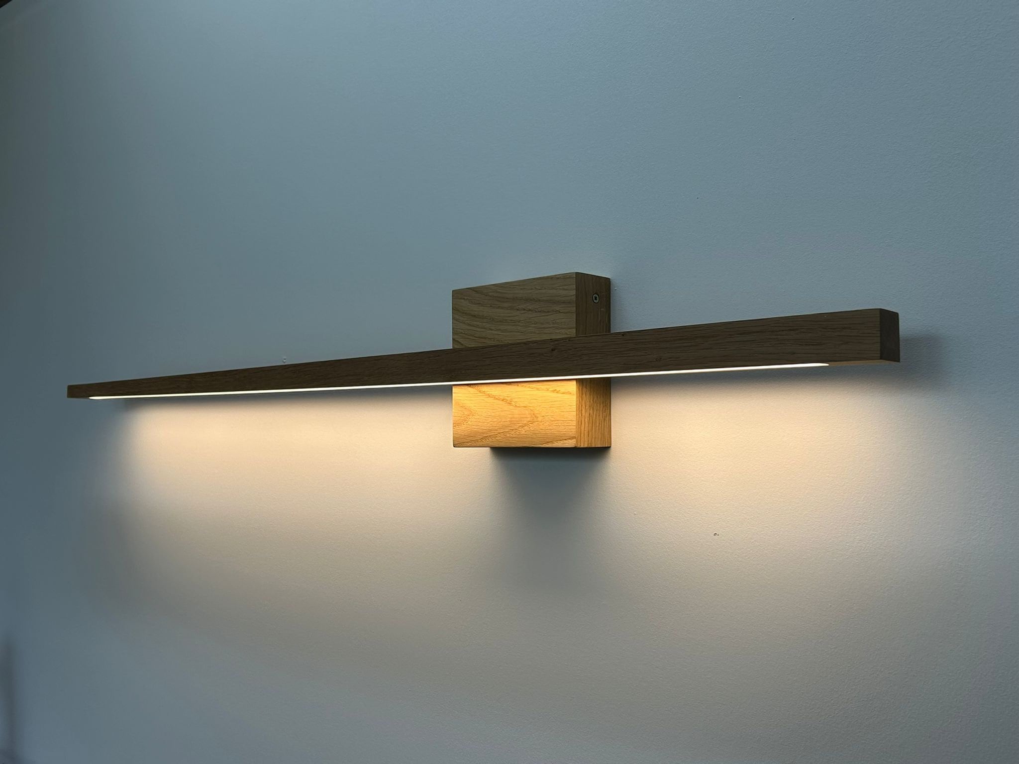 Modern Sconce Led Oak Wall Linear lamp Handmade Wooden Lamp Interior Design.
