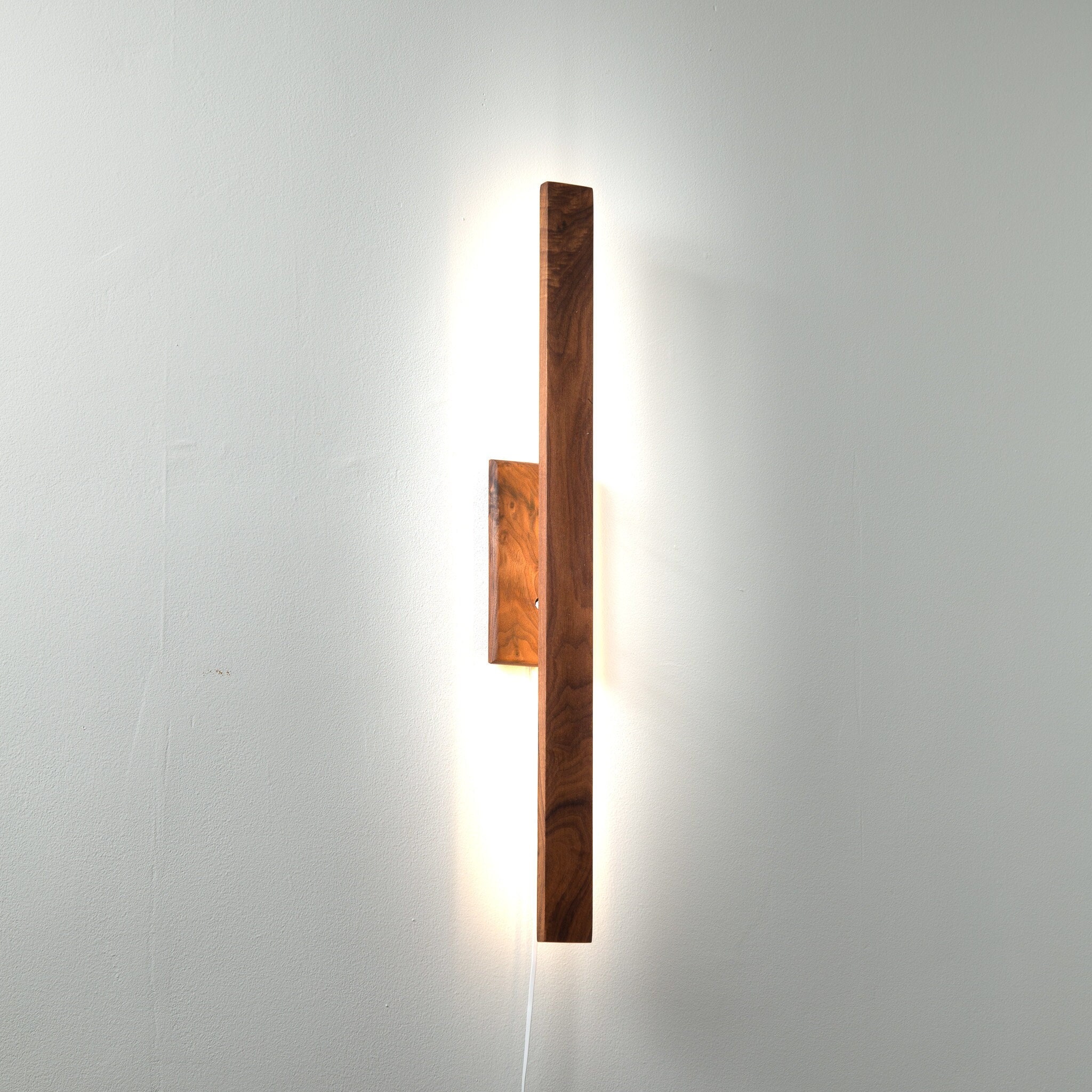 Wooden LED White Light Wall Sconce Dimmable Floating Hardwood Color Floor Atmosphere Corner Lamp with Remote Modern Minimalist