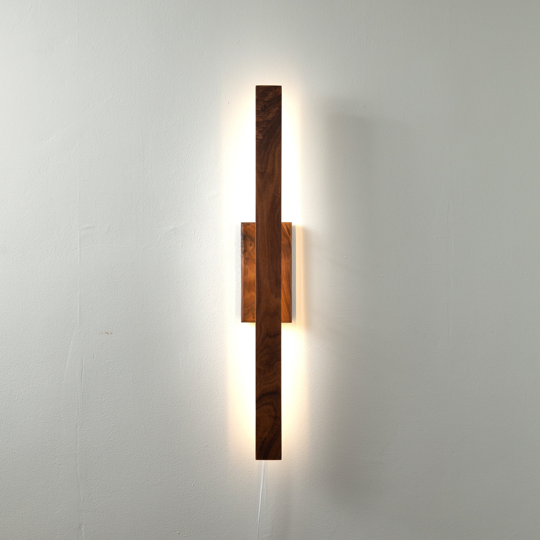 Wooden LED White Light Wall Sconce Dimmable Floating Hardwood Color Floor Atmosphere Corner Lamp with Remote Modern Minimalist