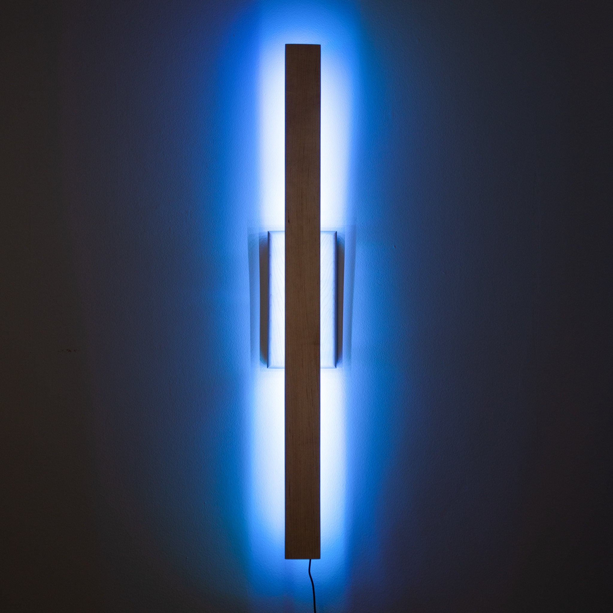 Wooden LED White Light Wall Sconce Dimmable Floating Hardwood Color Floor Atmosphere Corner Lamp with Remote Modern Minimalist