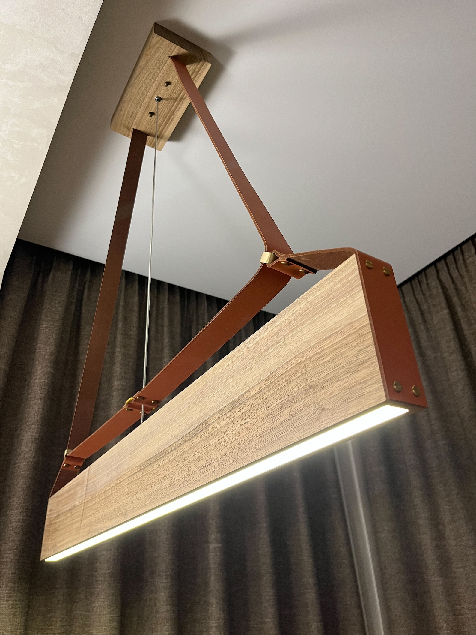 Kitchen Island Lamp Ceiling Mount Wood Pendant Lighting Led Lamp Dining Room Light pendant linear lamp Modern Wooden Suspension Chandelier