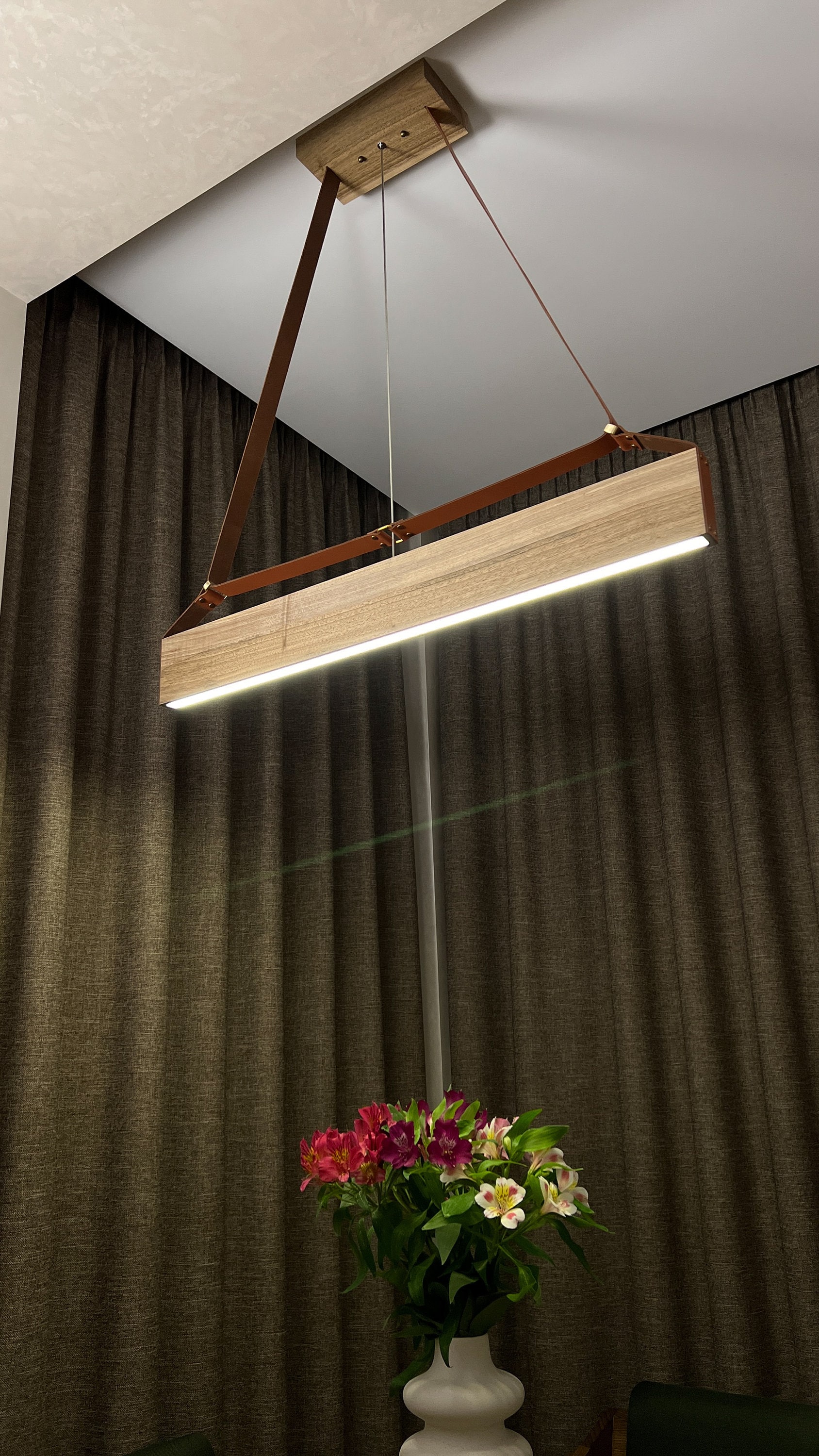 Kitchen Island Lamp Ceiling Mount Wood Pendant Lighting Led Lamp Dining Room Light pendant linear lamp Modern Wooden Suspension Chandelier