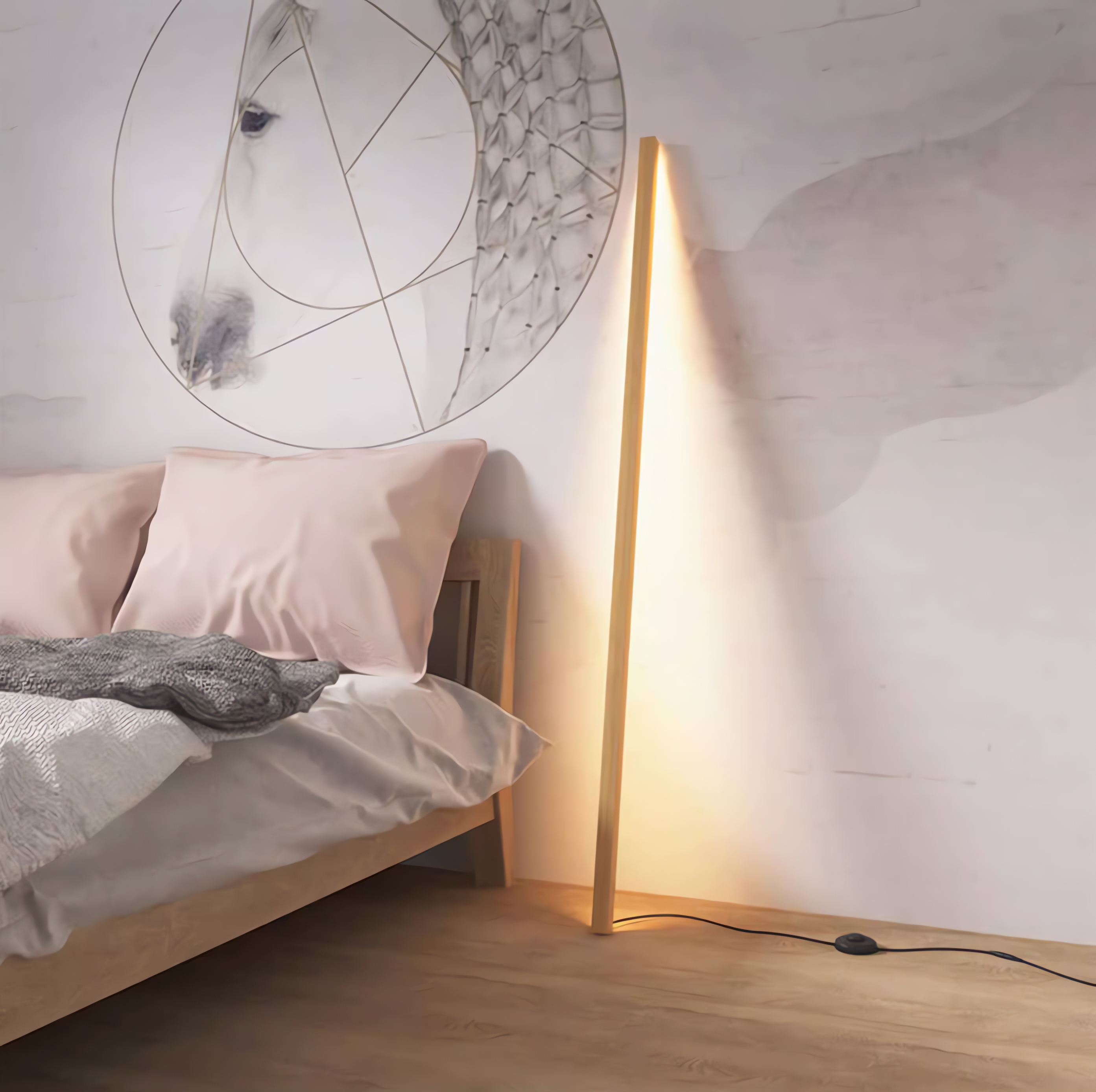 Nordic-style floor lamp for living room and bedroom with a personalized atmosphere, and creative wooden LED standing lamp