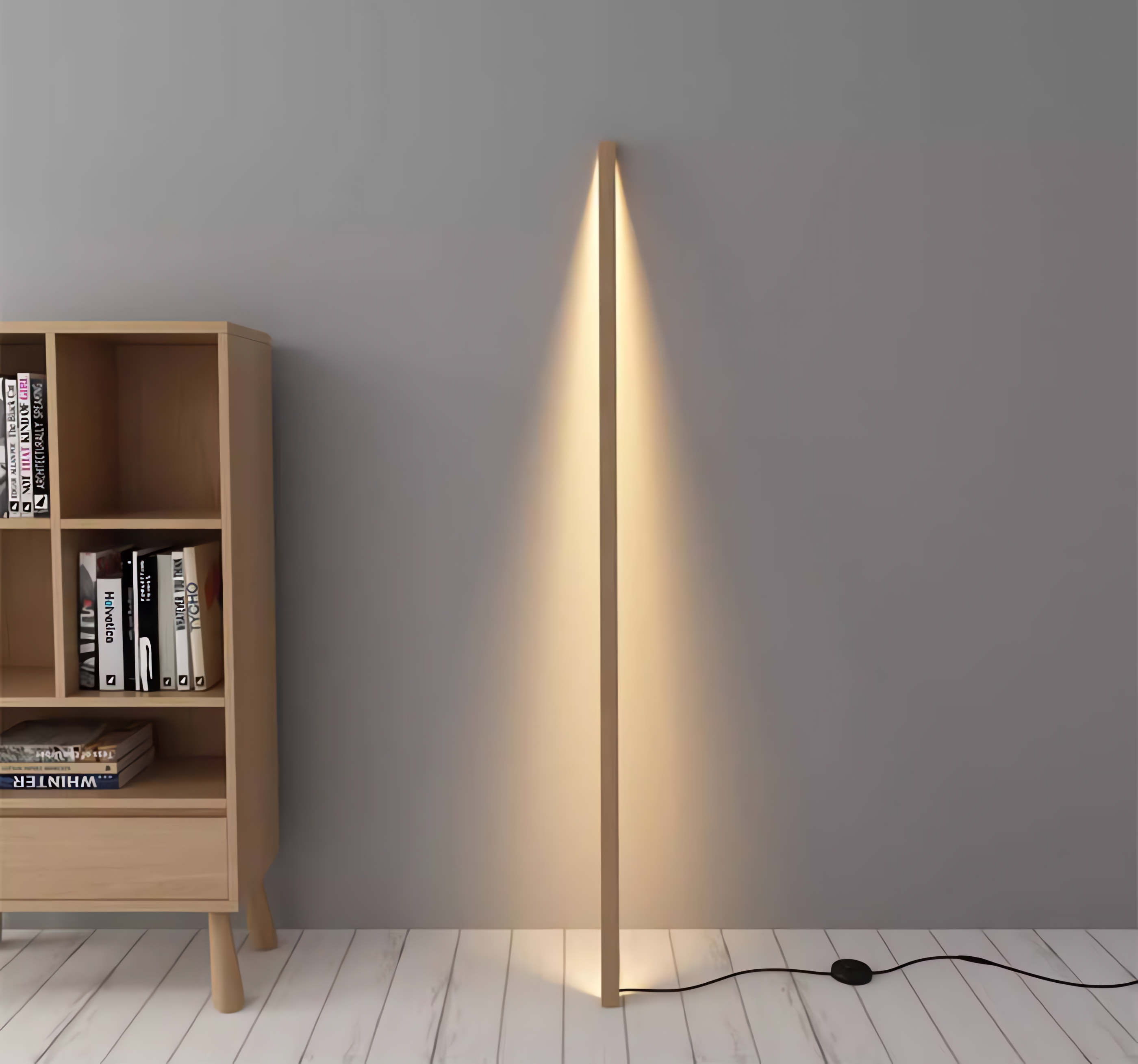 Nordic-style floor lamp for living room and bedroom with a personalized atmosphere, and creative wooden LED standing lamp