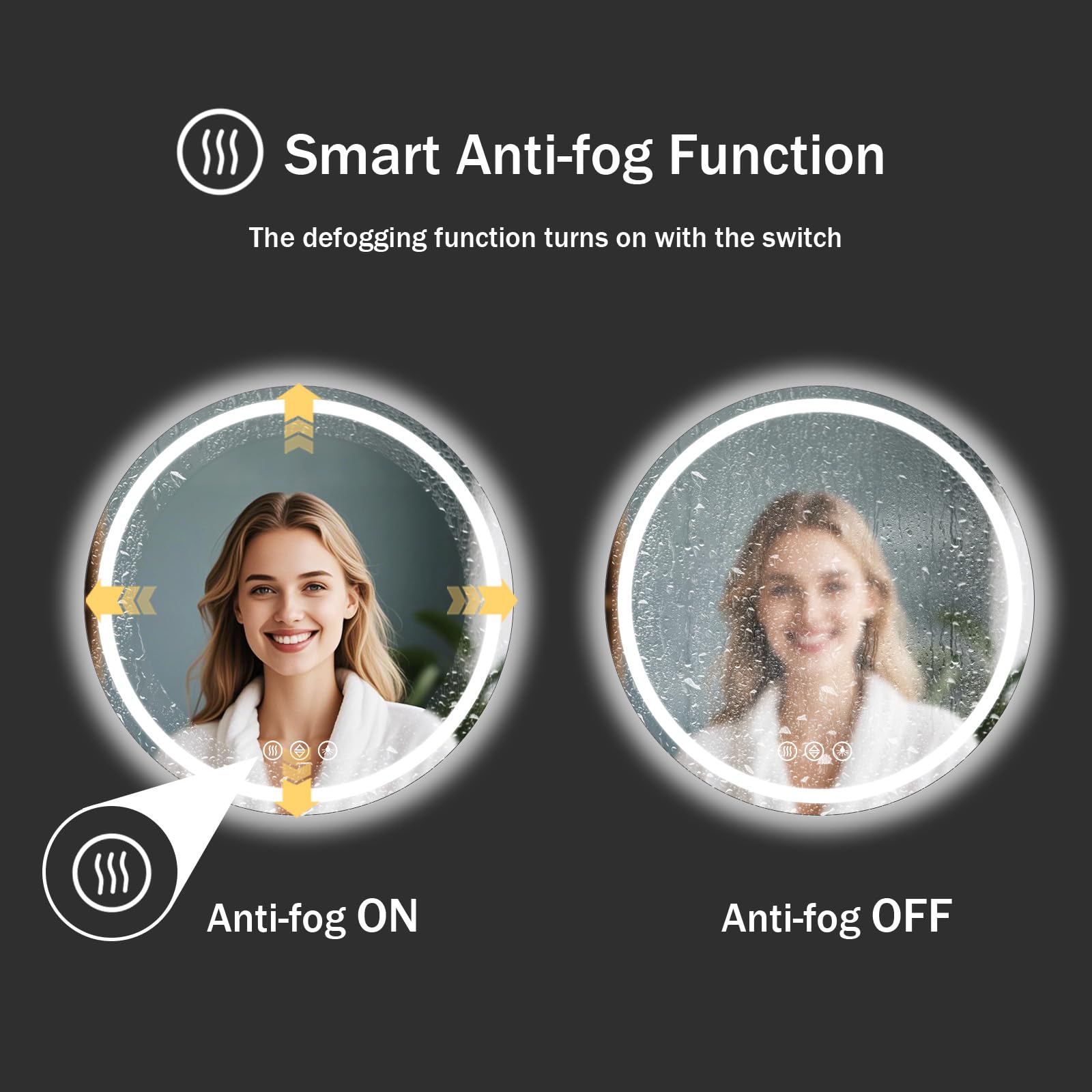 Wall Mounted Circle Bathroom Mirror with LED Lights for Makeup Solan