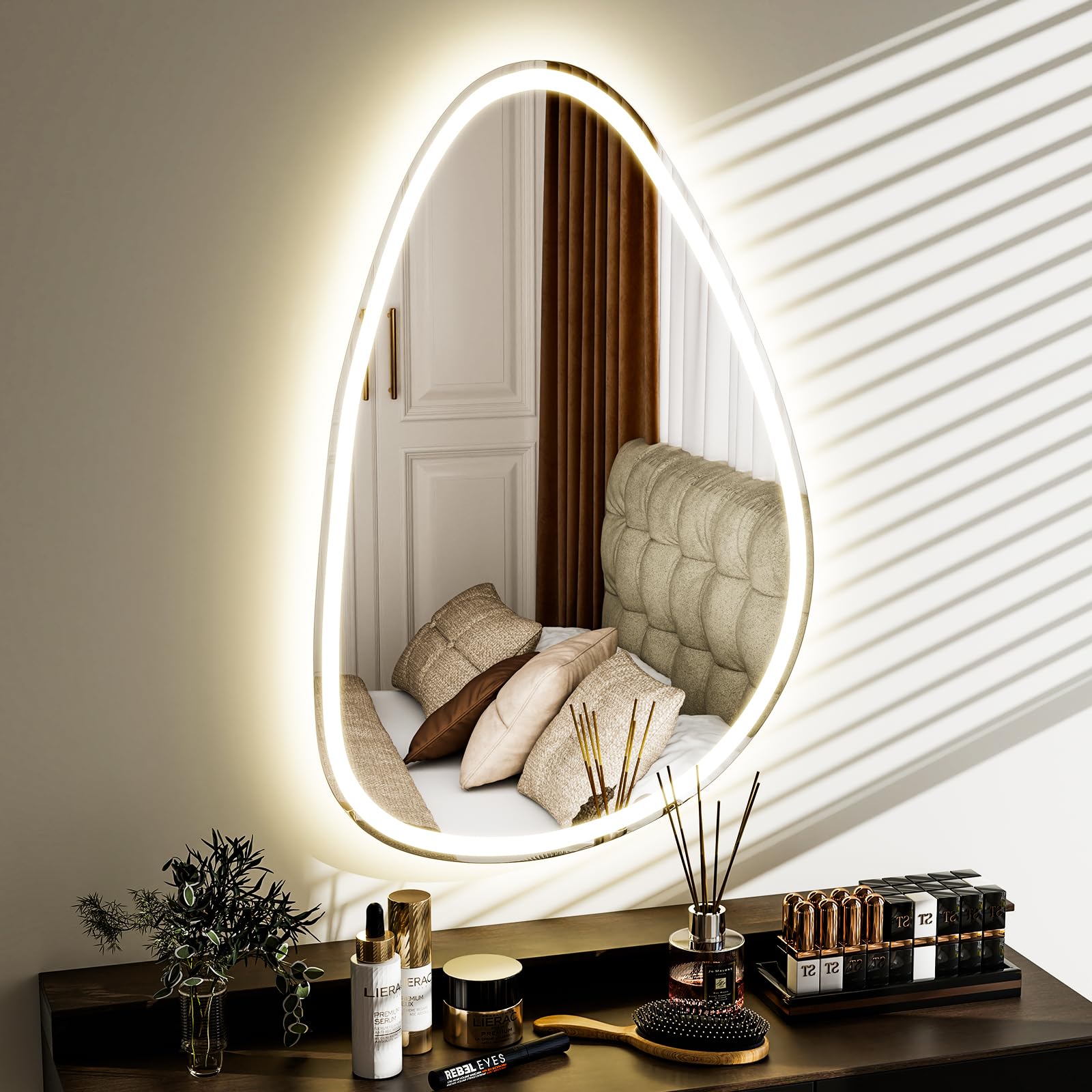 Irregular Droplet Shaped Smart Bathroom Vanity Glass Mirror